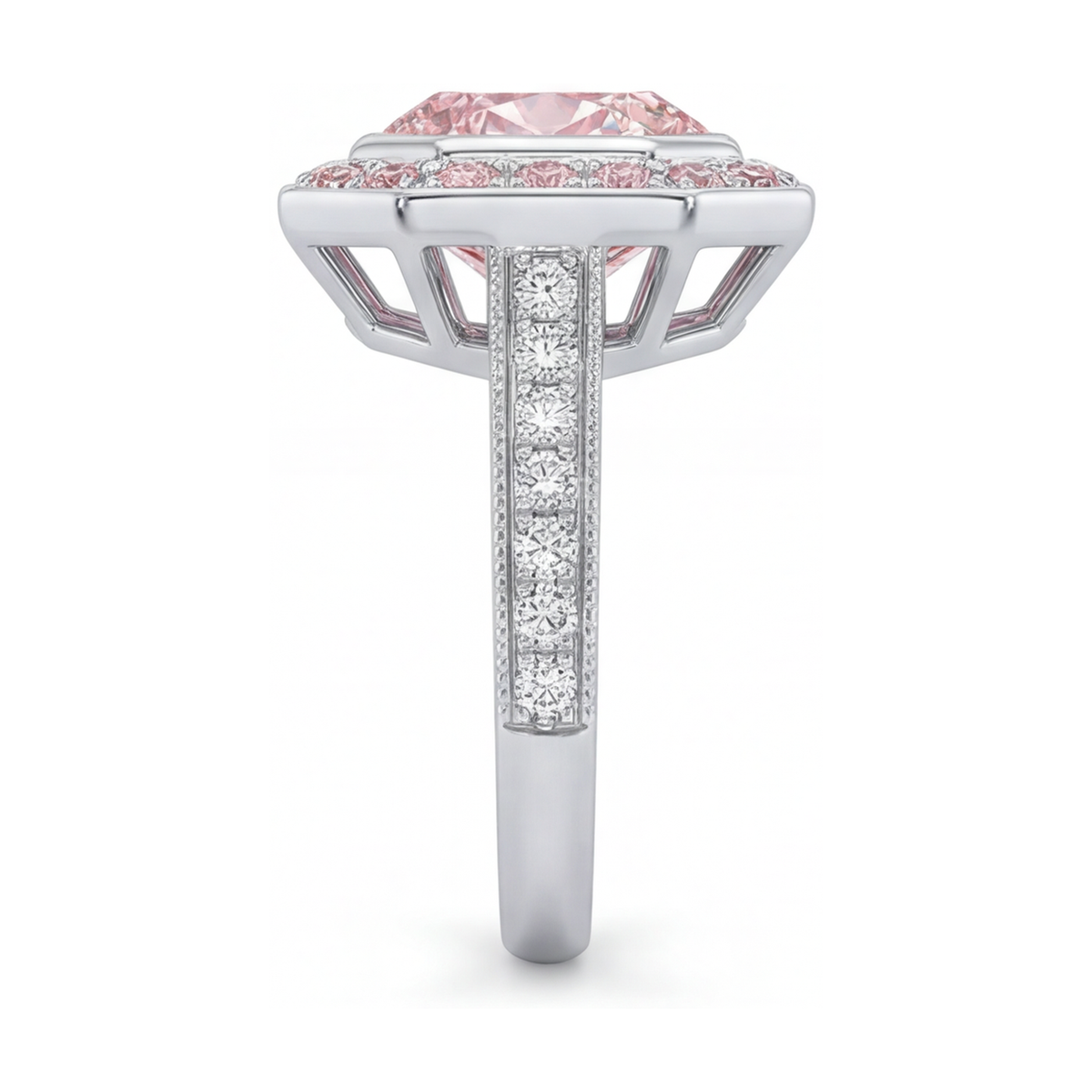Pink Diamond Ring 3.9 Carat Round