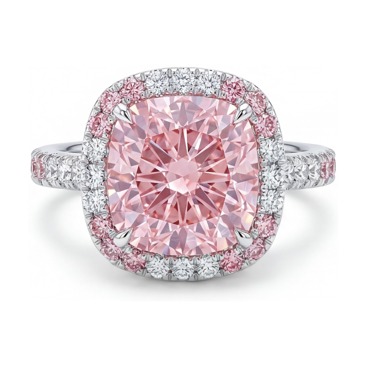 Pink Diamond Ring 4.5 Carat Cushion