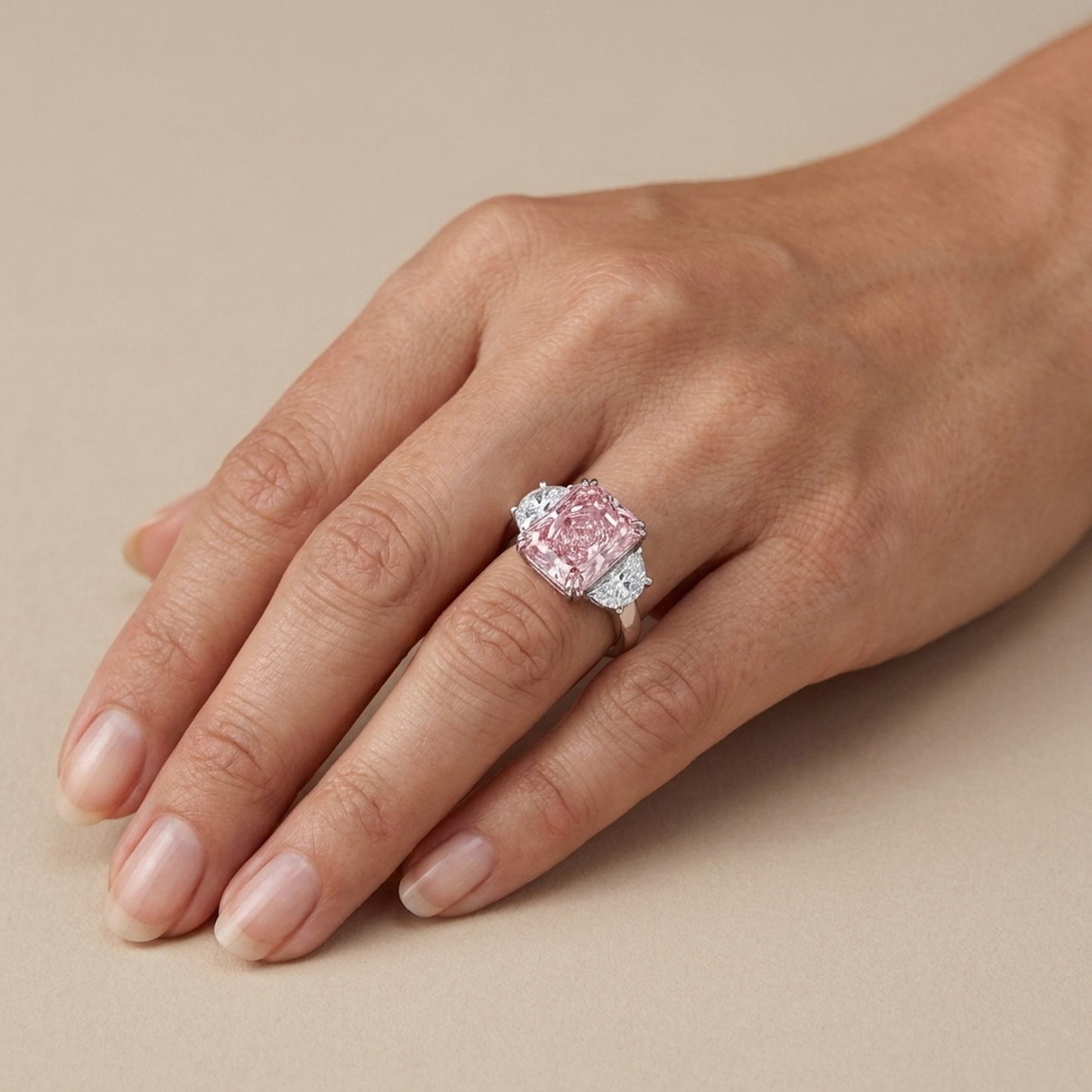Pink Diamond Ring 4.5 Carat Radiant