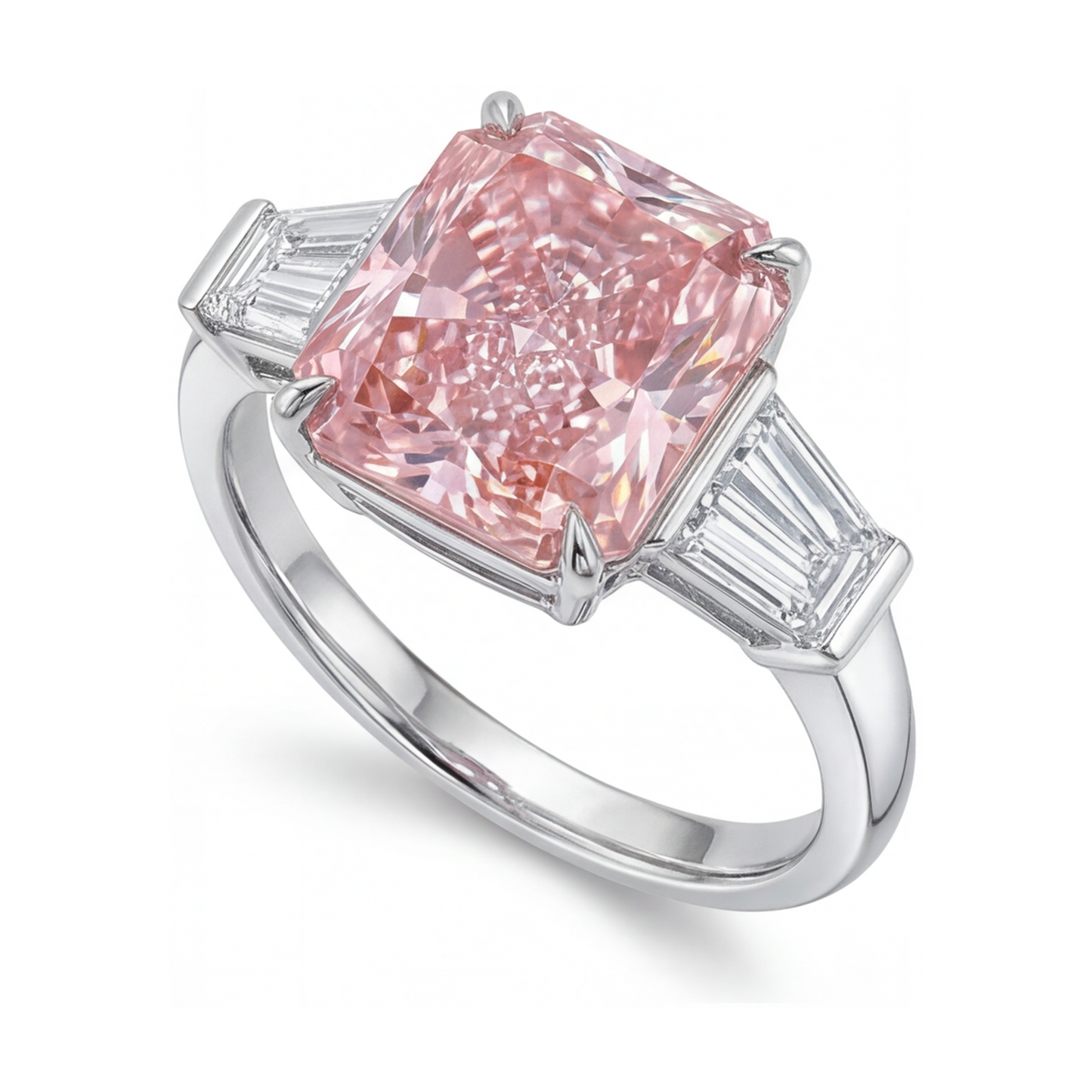 Pink Diamond Ring 4.7 Carat Radiant