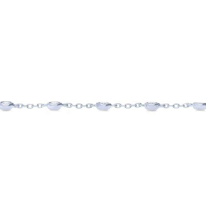 Round Lab Grown Diamond By The Yard White Gold 14K Chain Bracelet 3 Ct