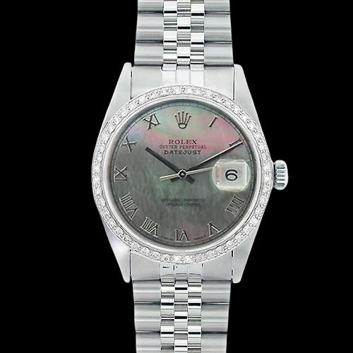 Ss Jubilee Bracelet Rolex Diamond Bezel Gray Roman Dial QUICK SET