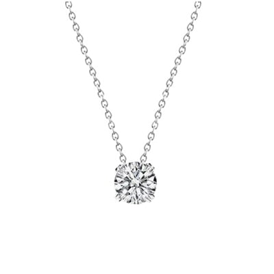 0.50 Ct Ladies Round Natural Earth Mined Diamond Necklace Pendant 14K White Gold Jewelry