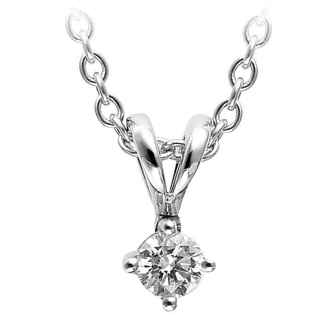0.75 Carats Solitaire Round Diamond Pendant Necklace 14K White Gold Pendant