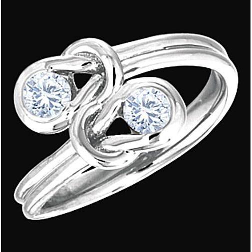 Lady’s Twisted Sparkling Unique Engagement White Gold Anniversary Ring Toi et Moi 1 Carat Diamond Knot Style Wedding Engagement Ring Engagement Ring