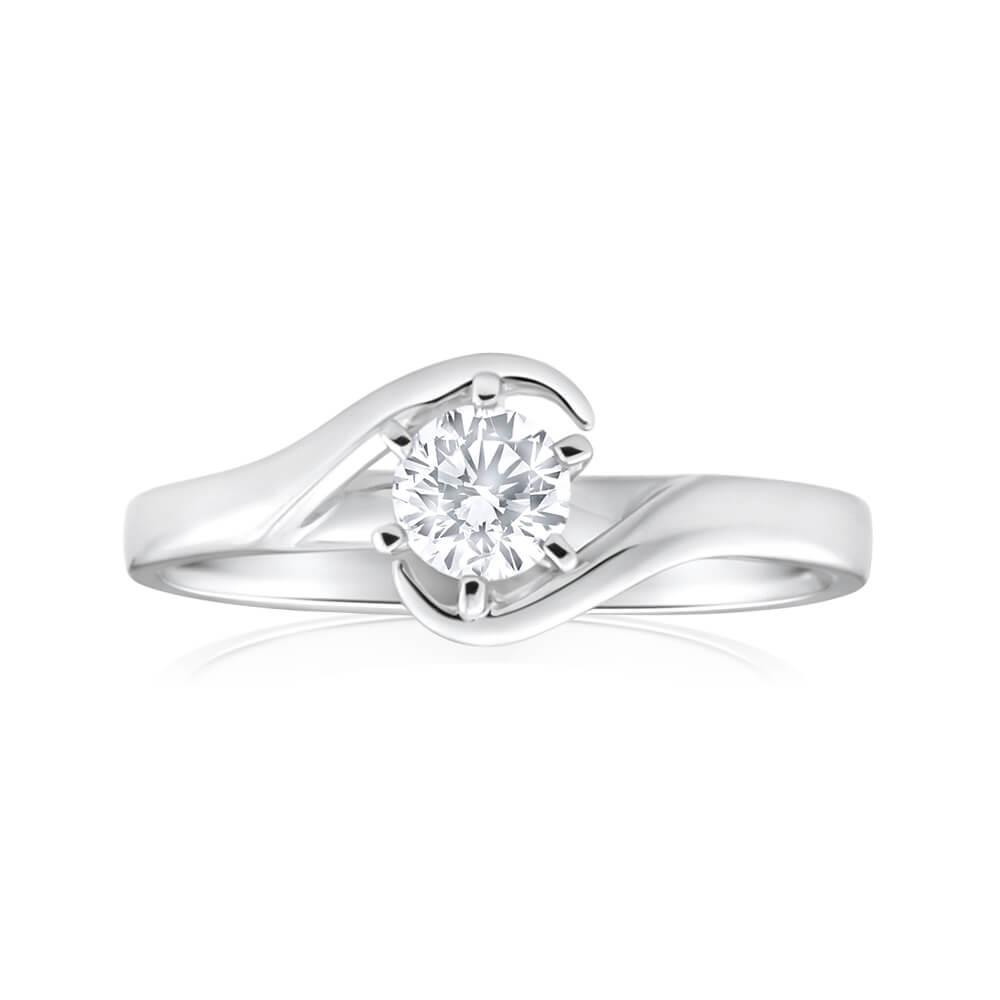 Lady’s Sparkling Unique Solitaire White Gold Anniversary Ring