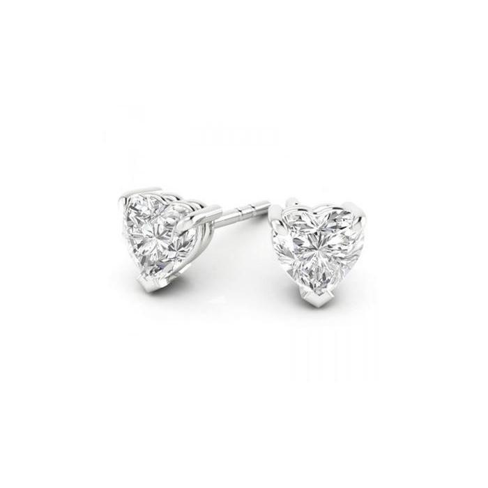 Heart Cut Diamond Stud Earring White Gold