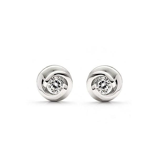Ladies White Gold Round Diamond Stud Earring Fine Jewelry