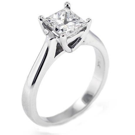 natural princess diamond 1ct ring front view