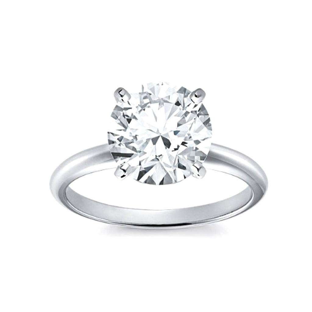 Fancy Woman's Prong Set Solitaire Round Diamond Engagement Ring Solitaire Ring