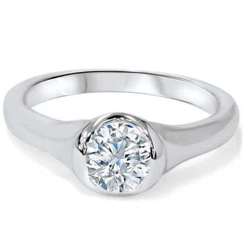 White Gold Round Cut Solitaire Diamond Wedding Ring Solitaire Ring