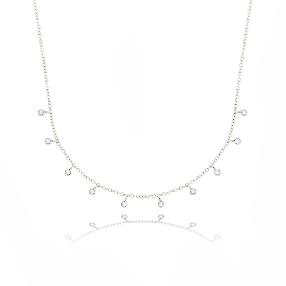 1 Carat Round Diamond Necklace Solid White Gold 14K Women Jewelry Necklace