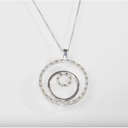 1 Carat Round Diamonds Circle Pendant 14K White Gold Pendant