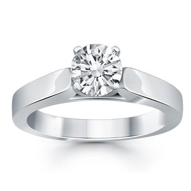 Ladies Fancy Round Diamond White Gold Solitaire Ring