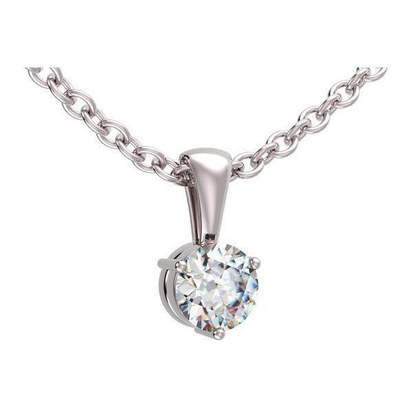 1 Carat Three Prong Set Round Diamond Pendant White Gold 14K Pendant