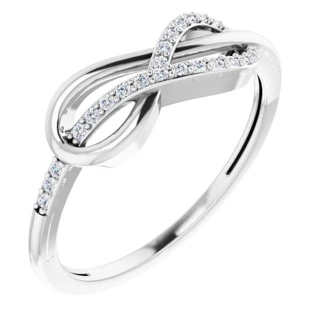 1 Carat Twisted Diamond Infinity Ring White Gold 14K Band
