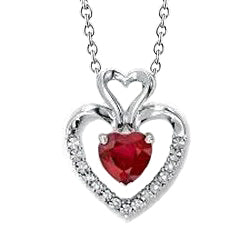 1.20 Ct Heart Cut Red Ruby With Natural Earth Mined Diamond Pendant Jewelry New