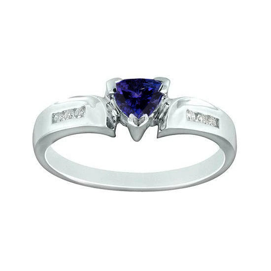 1.75 Carats Trillion AAA Tanzanite Natural Earth Mined Diamonds Fancy Ring White Gold 14K