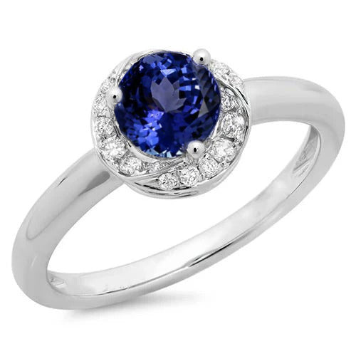 Round Center Fancy Lady’s Tanzanite Fancy Diamond Ring New
