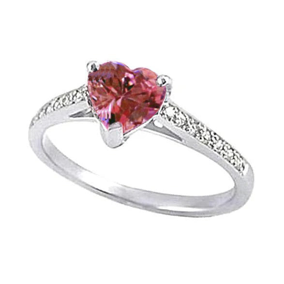 Lady’s Style Pink Heart Shape Sapphire Diamond Gemstone Ring Gold