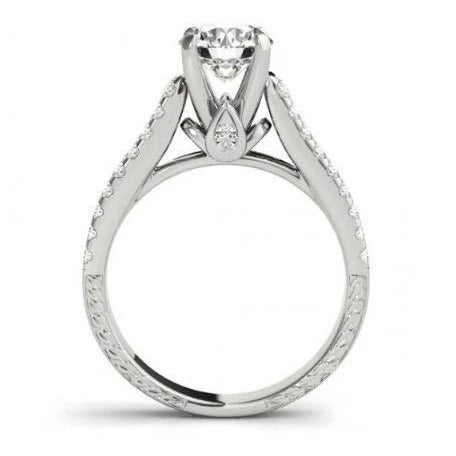 Princess Cut Sparkling Solitaire Ring with Accents White Gold Diamond
