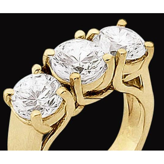 1.50 Carat Engagement 3 Stone Natural Earth Mined Diamond Ring Solid Yellow Gold 14K