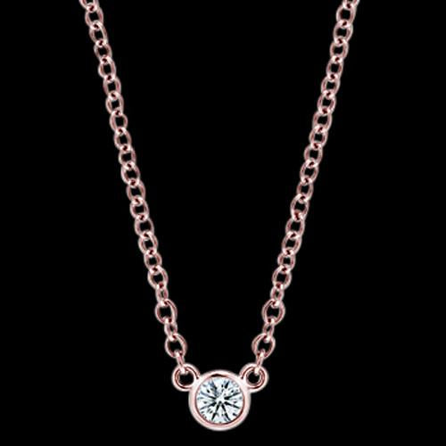 Pendant1.50 Carat GIA Certified Lab Grown Diamond 16" Pendant Necklace Rose Gold Yard Bezel Set