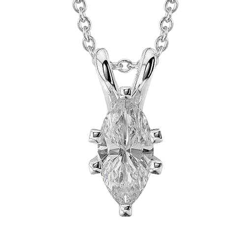 1.5 Carats Marquise Cut Natural Earth Mined Diamond Ladies Necklace Pendant Gold 14K