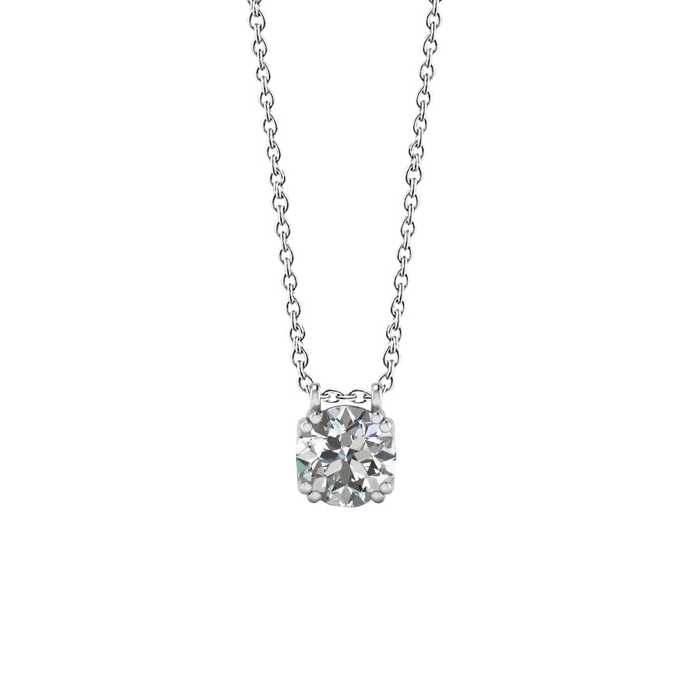 1.60 Ct F Vs1 Solitaire Round Cut Natural Earth Mined Diamond Pendant Necklace