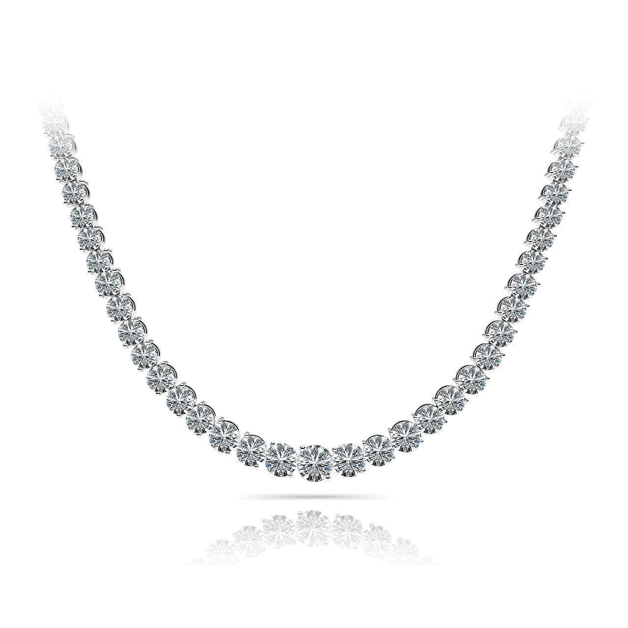 10 Carats Natural Diamonds Women Tennis Necklace White Gold 14K Necklace