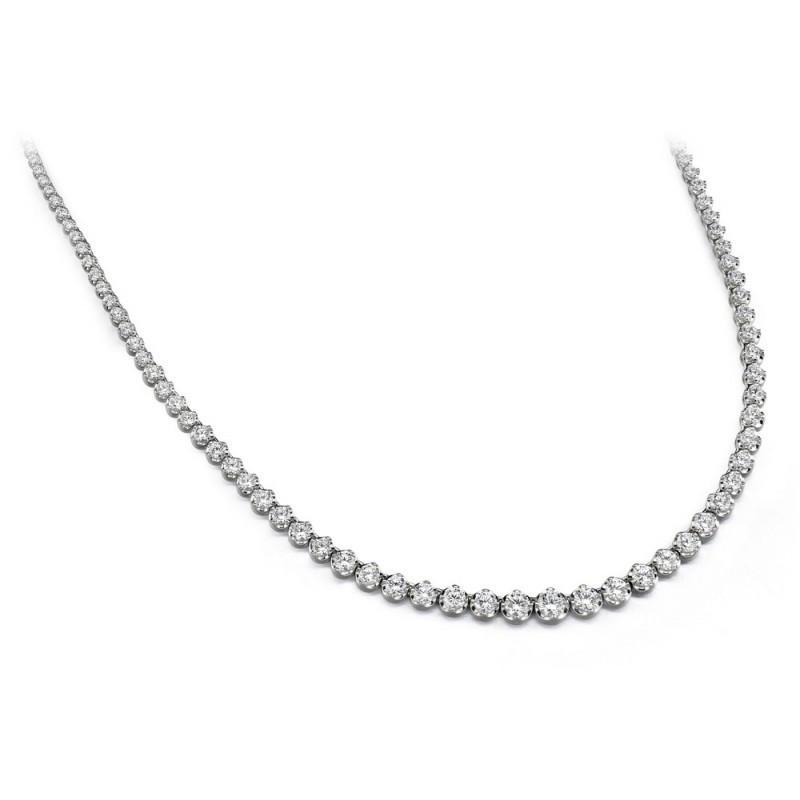 10 Carats Round Diamonds Tennis Necklace White Gold 14K Necklace