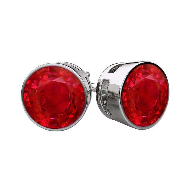 Best amazing weeding Bezel Set Round Cut Ruby Women Studs Earrings White Gold Gemstone Earring