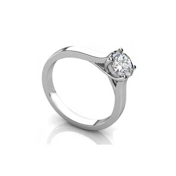 Fancy Woman's Prong Set F Vs1 Diamond Ring 14K White Gold Solitaire Ring