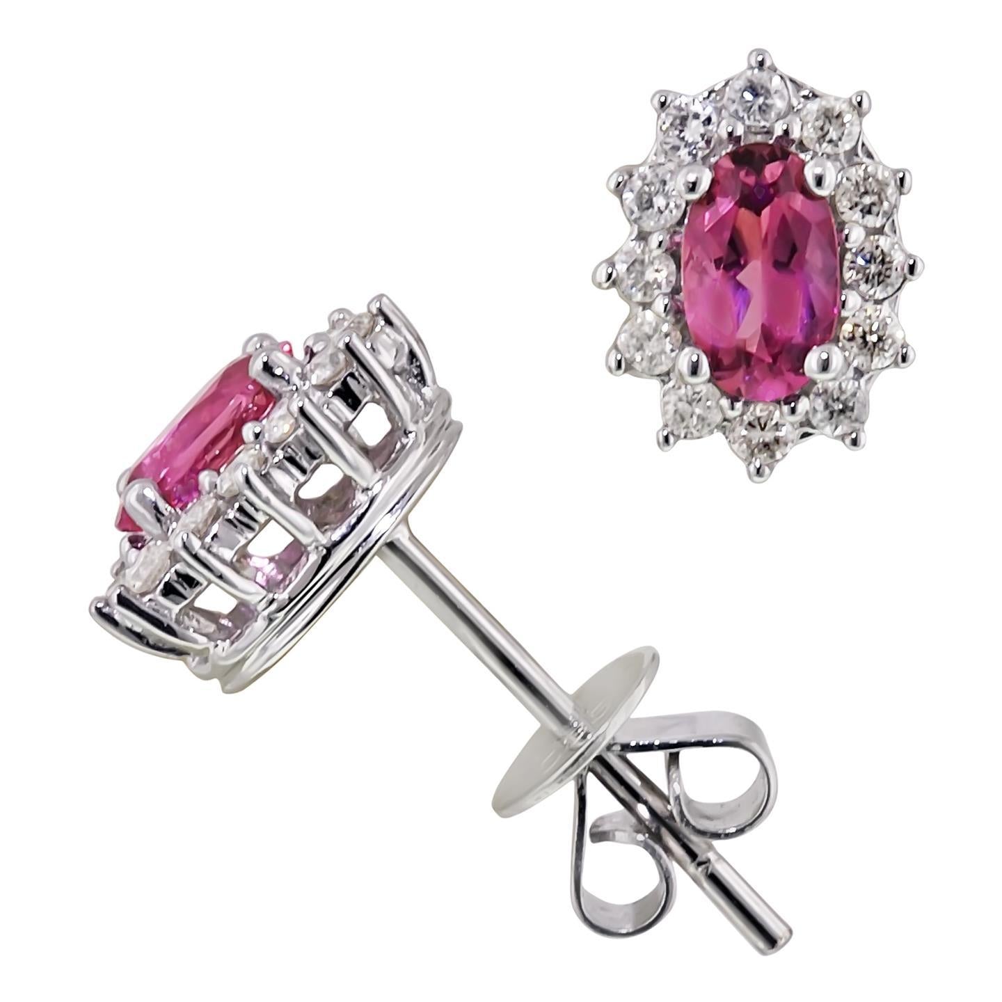 Pink Tourmaline And Amazing Stylish womans Diamonds Earrings White Gold