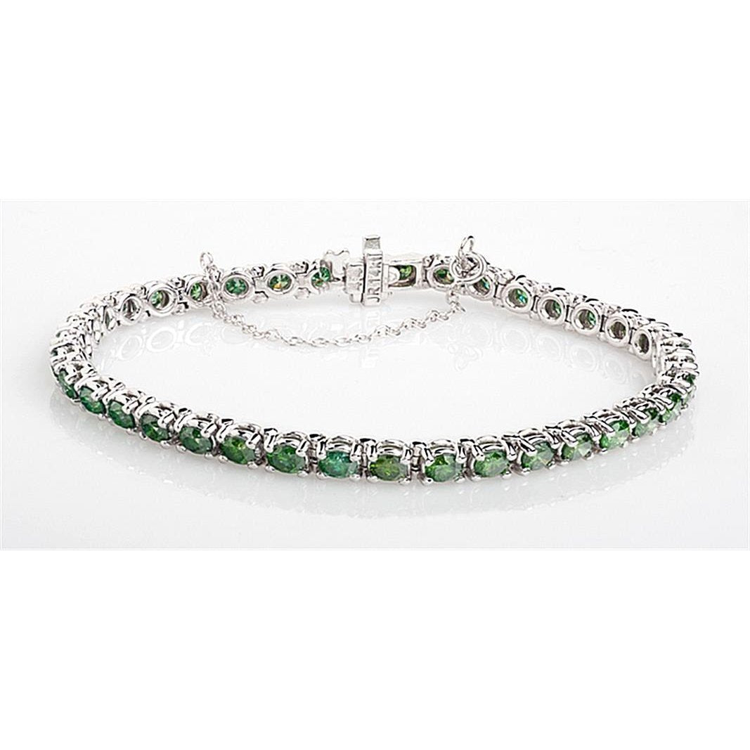 10.5 Ct Green Diamond Tennis Bracelet 14K White Gold Tennis Bracelet