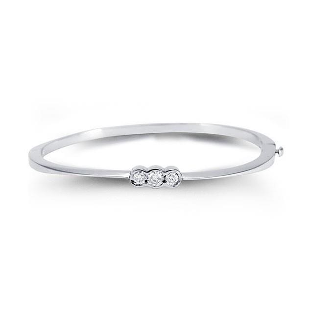1.05 Ct Triple Round Diamond Bangle Bracelet 14K White Gold Bangle