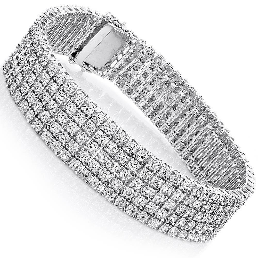 12 Carats Round Cut Men Diamond Bracelet Gold 14K Jewelry Mens Bracelet