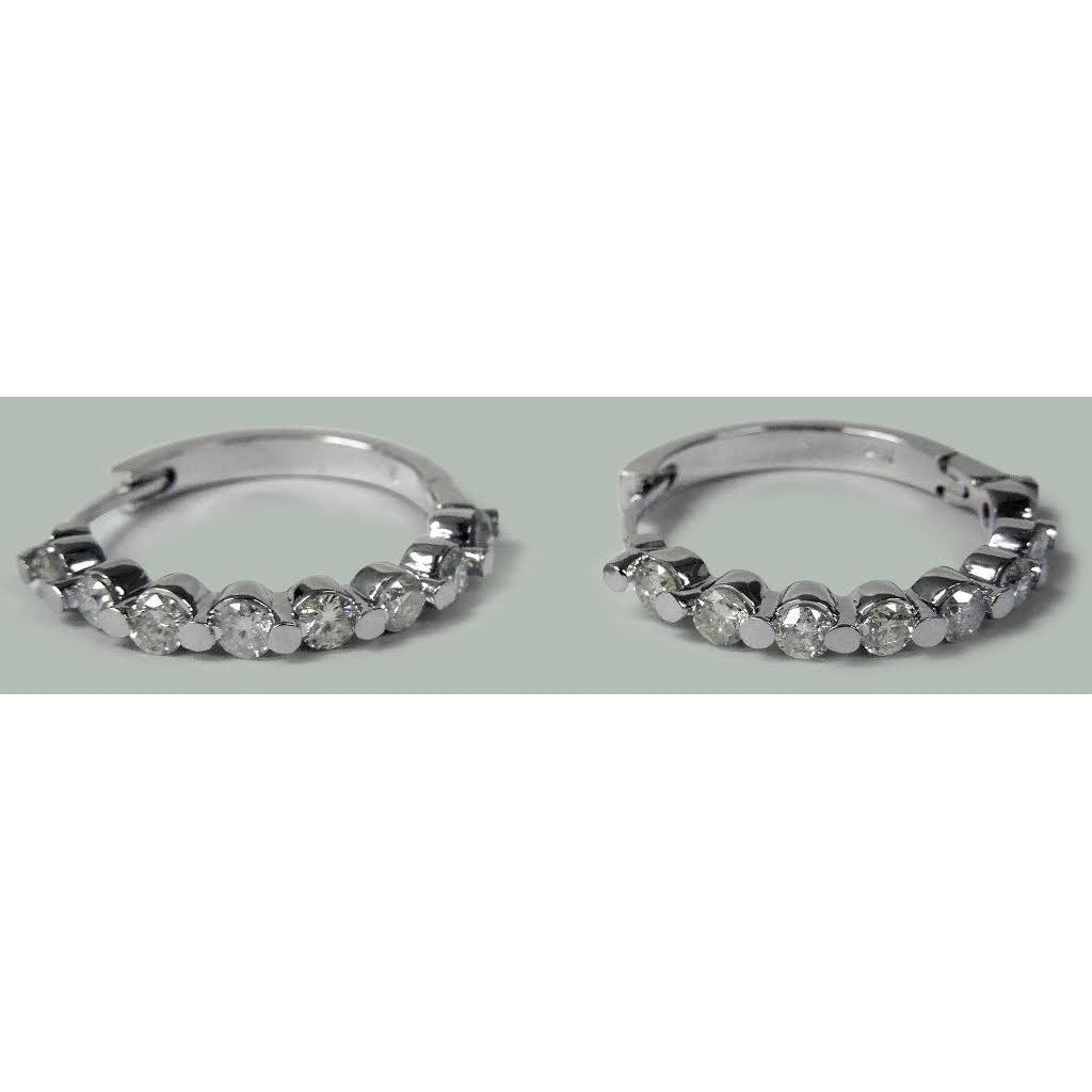 Hoop Earrings Round Diamond Women Hoop Earring White Gold