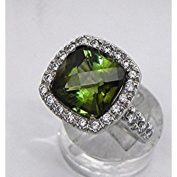 Tourmaline And Diamonds Engagement Ring Gold White Gemstone Ring