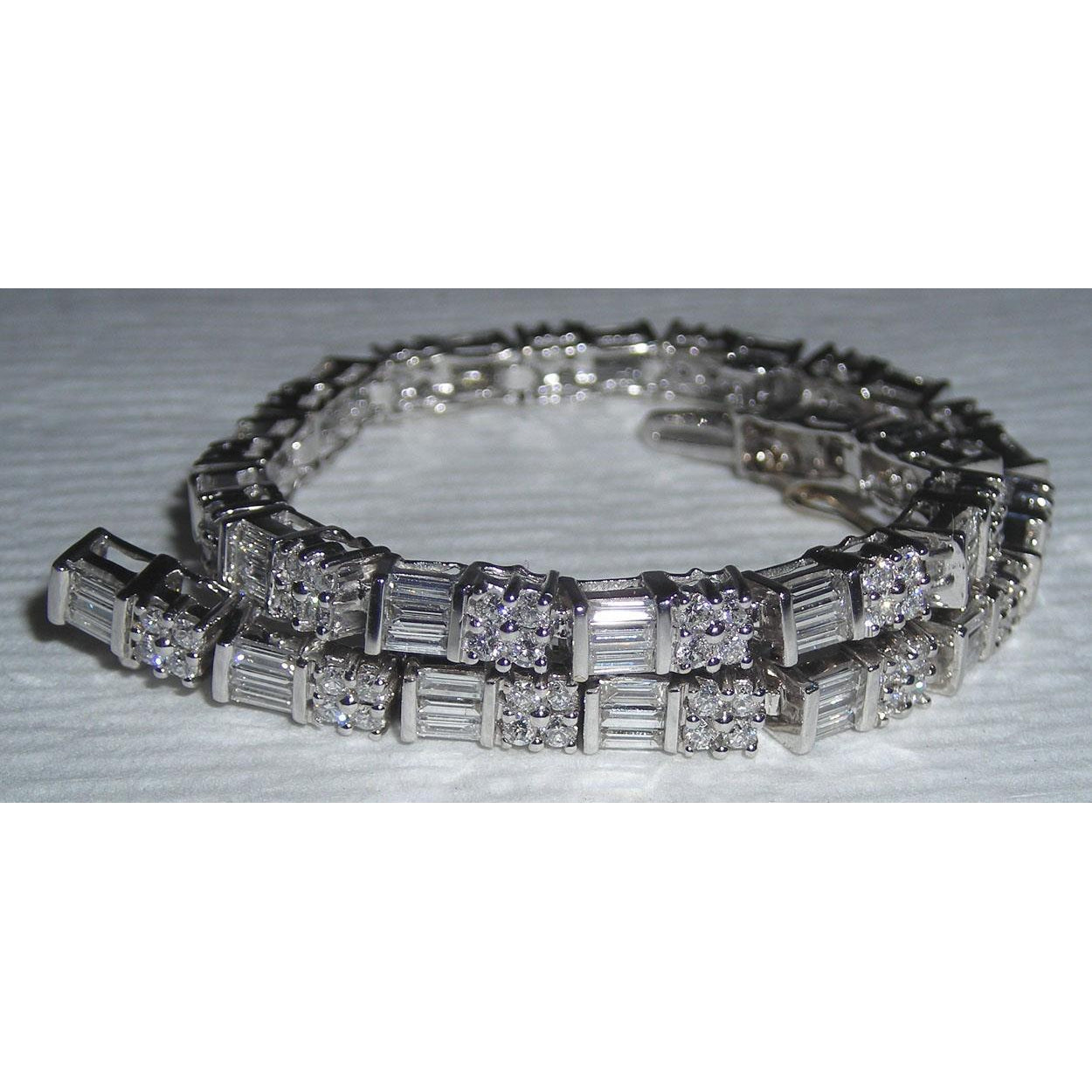 Diamond Tennis Bracelet White Gold Baguettes
