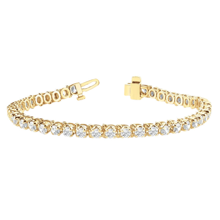 10 Carats Women Lab Grown Diamond Tennis Bracelet Yellow Gold 10K