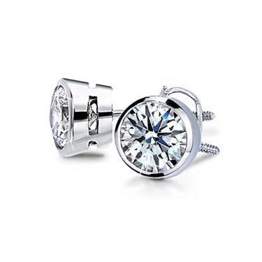 Round Bezel Set Diamond Stud Earring Stud Earrings