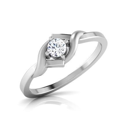 High Quality Twisted Sparkling Unique Solitaire White Gold Diamond Ring