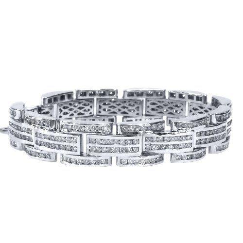 12 Carats Round White Diamond Tennis Men Bracelet Solid White Gold Tennis Bracelet
