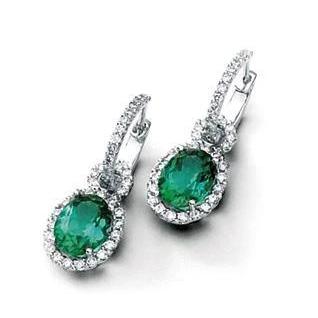 Sparkling Unique Green Tourmaline And Diamonds Dangle Earring Gemstone Earring