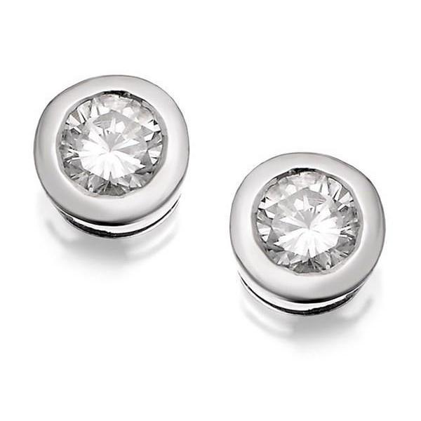 Natural Brilliant Engagement White Gold Diamond Stud Earrings