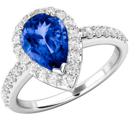 Brilliant Pear Tanzanite With Round Diamonds Wedding Ring