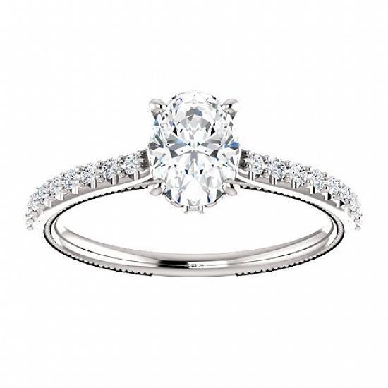 Fancy Lady’s Vintage Style White Gold Diamond Solitaire Ring with Accents