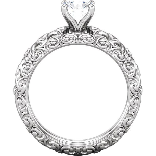 Fancy Lady’s Sparkling Vintage Style White Gold Diamond Solitaire Ring