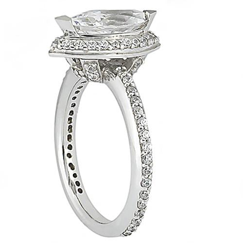 Marquise Cut Diamonds Wedding Gold White Solitaire Ring with Accents